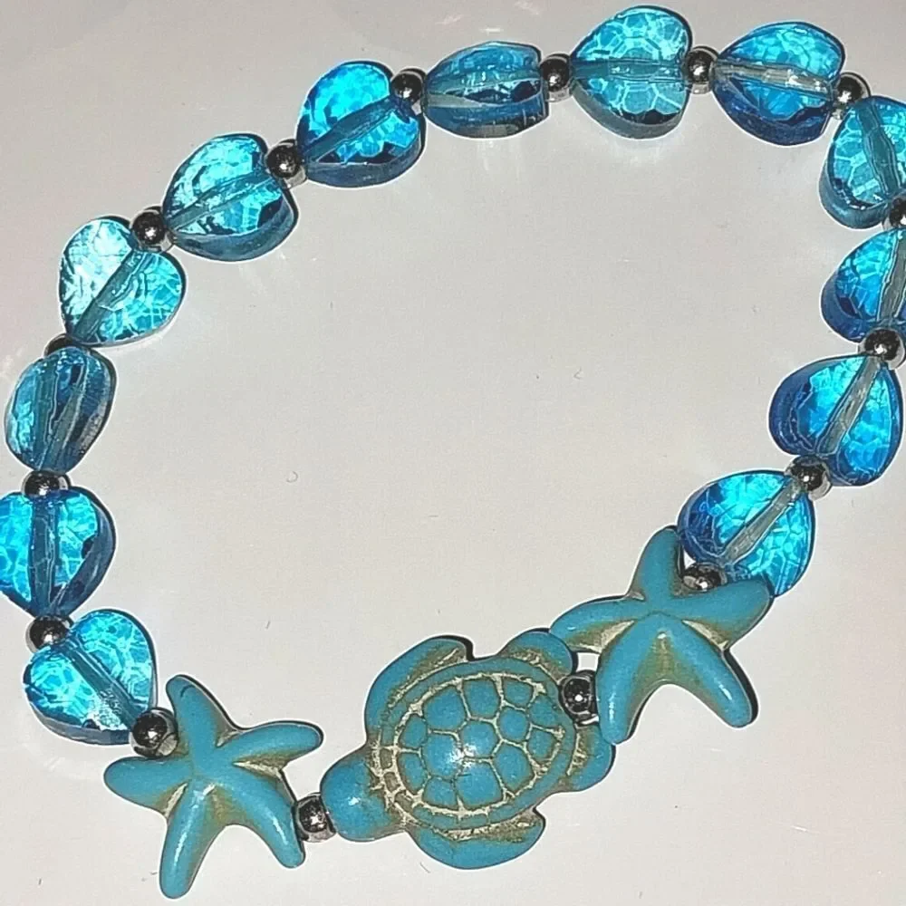 Girls Turtle starfish charm bracelet